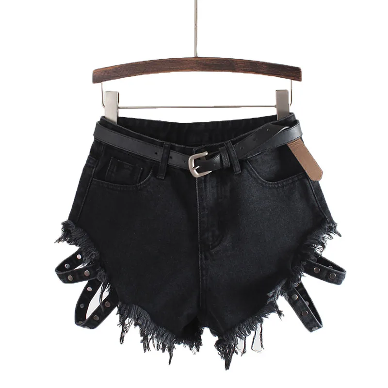 

2019 summer new fashion loose black wide leg high waist denim shorts sexy hot jeans shorts YH110