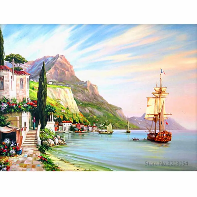 CHUNXIA в рамке DIY живопись по номерам морской пейзаж Акриловая картина современного искусства домашний декор для гостиной 40x50 см RA3264 - Цвет: RA3091