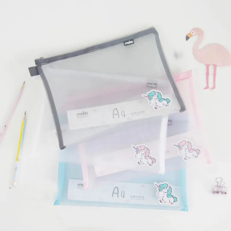 

1 Pcs Hot A4 Unicorn Grenadine Transparent File Folder Document Filing Bag Stationery Bag