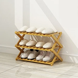 Simple Bamboo Household Small Shoe Cabinet Folding Storage Shelf Bedroom Furniture Shoe Rack Shoe Organizer