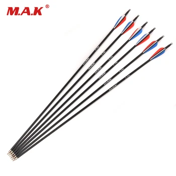 

30 Inchs Mixed Carbon Arrow Outer Diameter 7.8mm Spine 500 Red Blue White Feather for Compound Bow Archery Hunting