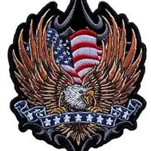 Пользовательские вышитые патчи более низкая цена Американский Флаг Орел со звездами на ленте вышитый патч Дешевые заплатам