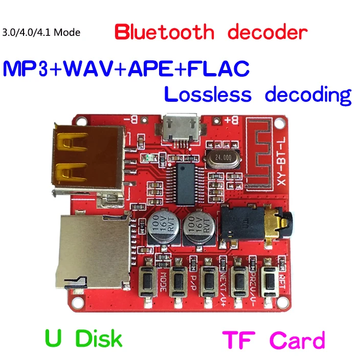 Bluetooth Wireless MP3 Decoder Board Circuit Board BLE 4.1 / 4.2 3.7-5V Lossless Decoding Module Micro USB TF Card Interface