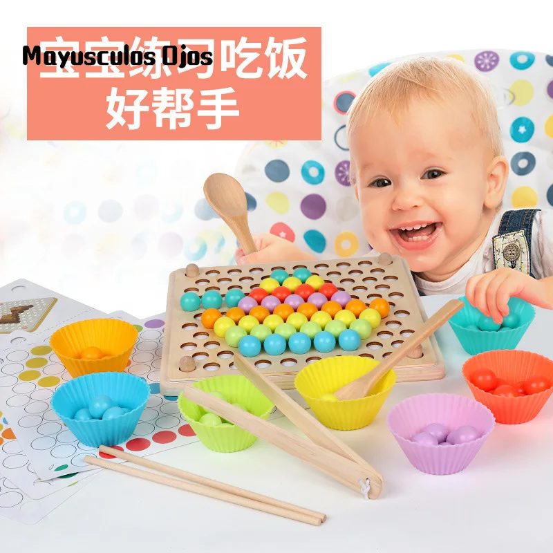 

Children's Clip Bead Game Early Education Hand-eye Coordination Training Wooden Clip Small Ball Parent-child Educational Toys