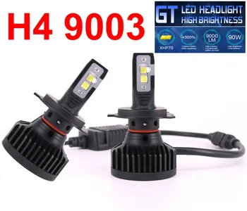 

1 Set H4 9003 XHP50 LENS Chips GT Car LED Headlight 90W 9000LM High Brightness EMC Turbo Fan Hi/Low Beam Front Bulbs Lamp 6000K