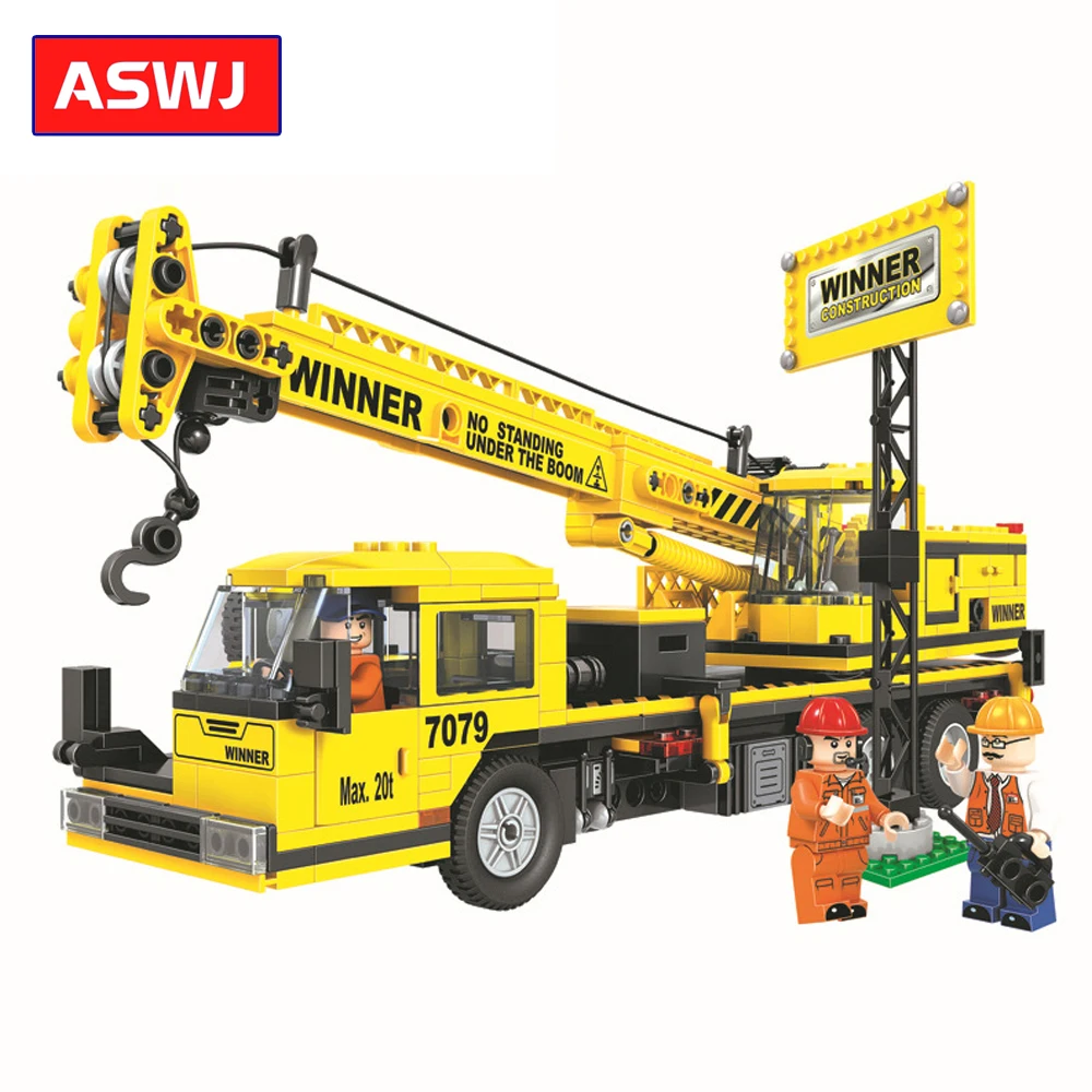 

City Car Engineering Crane Model Building Blocks Compatible Legoes DIY Bricks Educational Assembled Toy For Kids Christmas Gifts