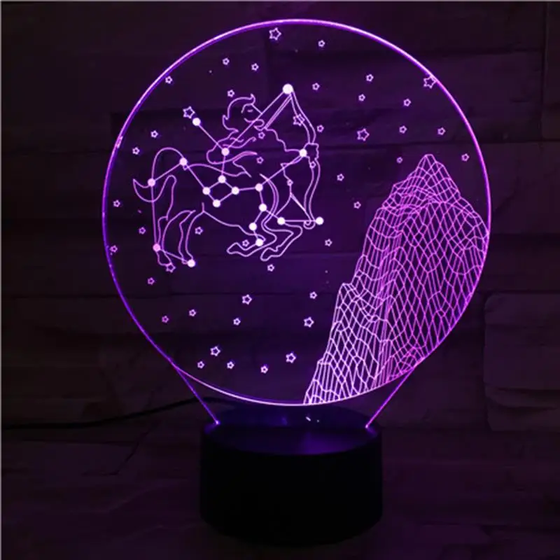 Стрелец 3D лампа Ночной светильник LED лампы многоцветной вспышки Рождественские