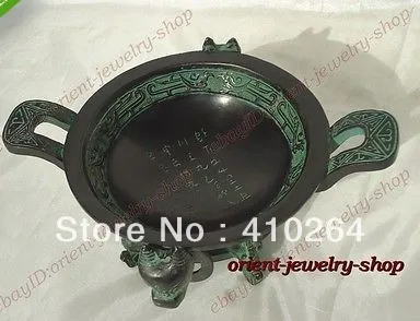 

Shipping Collection Archaic Patina Bronze Statues Tripod tray /hollowware 20cm discount 30%