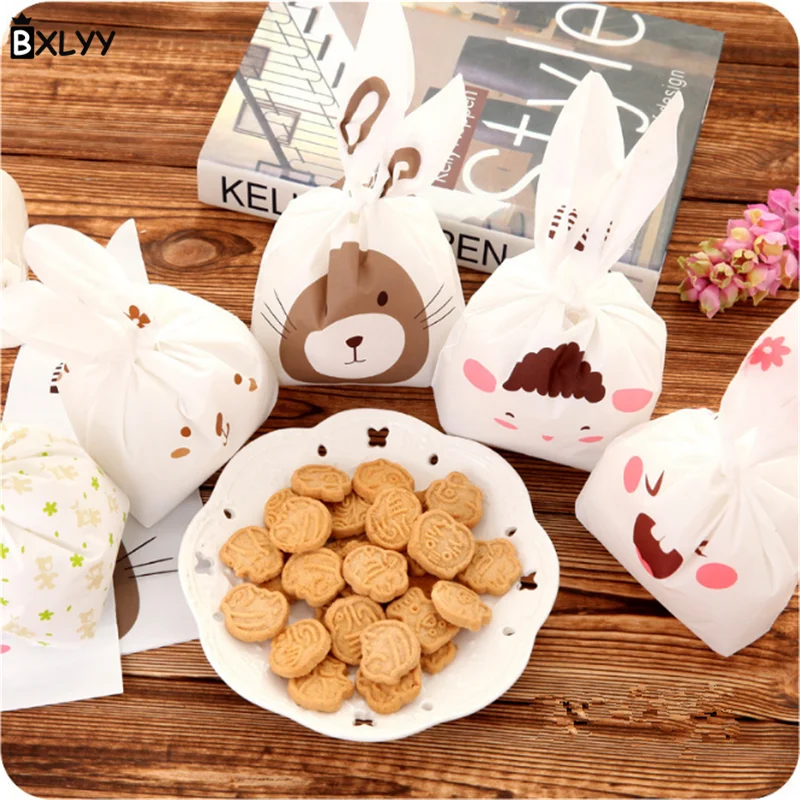 BXLYY 20PC Rabbit Ear Biscuit Snack Candy Bag Baking Food Packaging 