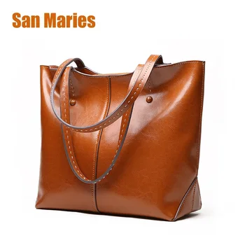 

San Maries Bag 2020 Fashion Women Leather Handbag Brief Shoulder Bags Large Capacity Luxury Handbags Tote Bags Designer Shopping