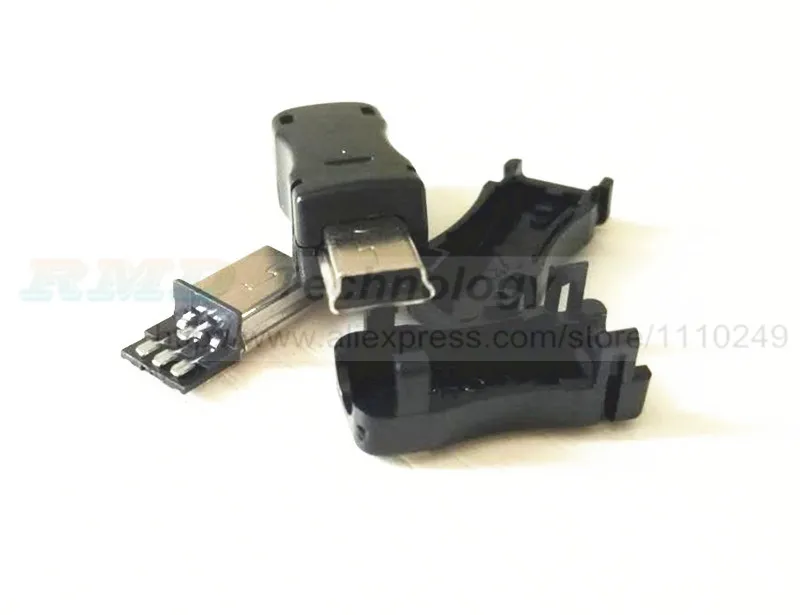 100PCS DIY Micro USB 5 Pin T Port Male Plug Socket Connector&Plastic Cover NEW