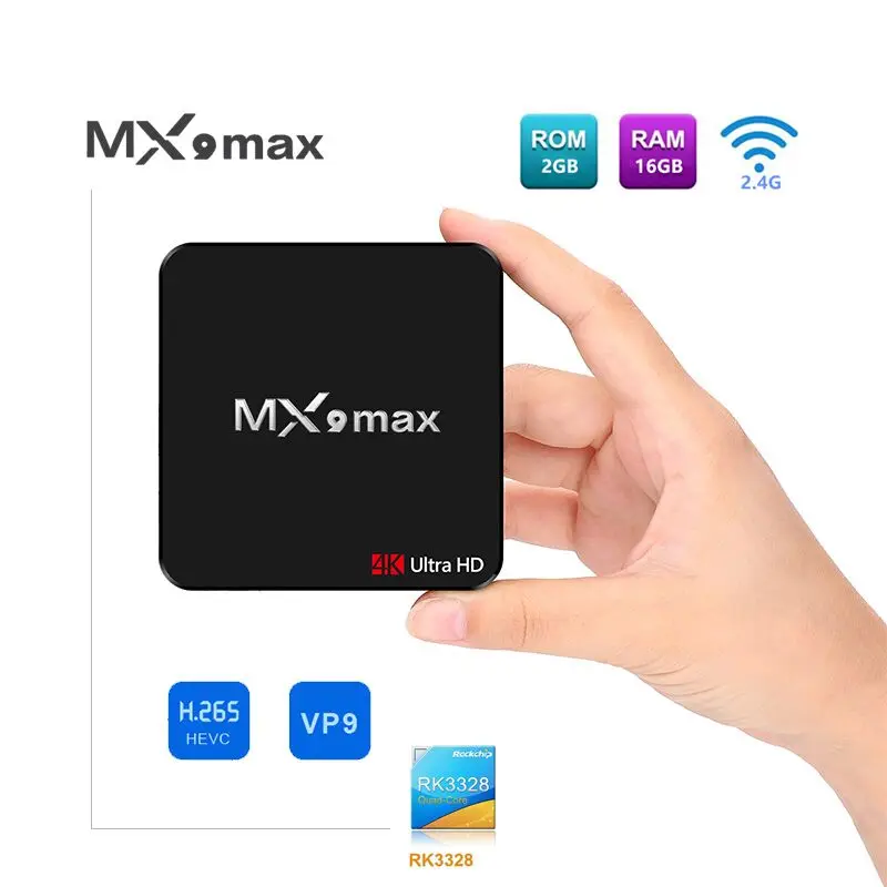 

MX9 Max Android 7.1 Quad Core 64bit Smart TV Box RK3328 2G RAM 16G ROM 2.4G WIFI 4K Media player VP9 H.265 Set-Top Box PK Z28