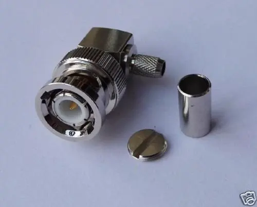 

10pcs BNC Male Crimp Right Angle RF Connector For RG58 LMR195 Cable
