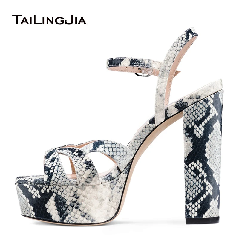 snake print platform heels
