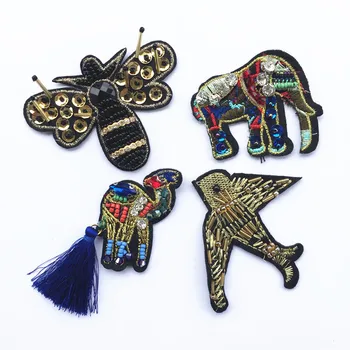 

BIRD/insect/Elephant/Camel Sequins patch Applique Handmade Rhinestone nail bead 3D patch for dress DIY Wholesale support