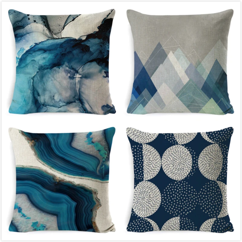 

Cushion Cover Blue Beach Forest Abstract Cushion Case Polyester Pillowcase Home Office Sofa Waist Pillow Case 45*45cm kussen