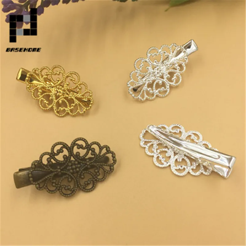 BASEHOME 10pcs Vintage Antique Flower Motif Hair Jewelry Charm Women Hair Pins Hair Clips Retro