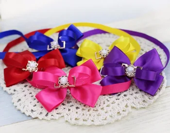 

20pcs/lot Dots Pet Dog Cat Bow With Pearl Buckle Ties Collars Ribbon Neckties Adjustable Ties Accessories For Puppy