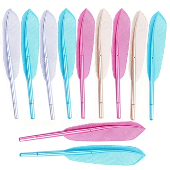 

12 Feather Gel Ink Pen, Artificial Feather Pen, Creative Office Supplies Student Stationery, 0.38 Mm Fine Pen Tip (Black Ink)