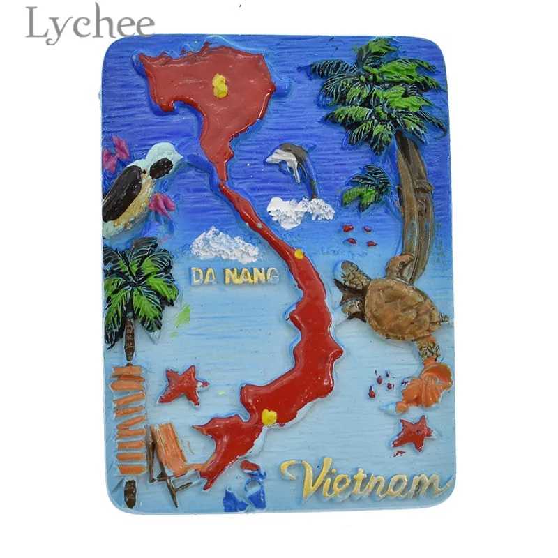 

Lychee 1pcs Vietnam Resin Fridge Magnet Creative Landscape Refrigerator Magnets Travel Souvenir Kitchen Decoration
