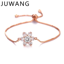 

Flower Shape Charm Bracelet Cubic Zircon Crystal Adjustable Bracelets& Bangles Femme Bridal Wedding statement Jewelry pulseira