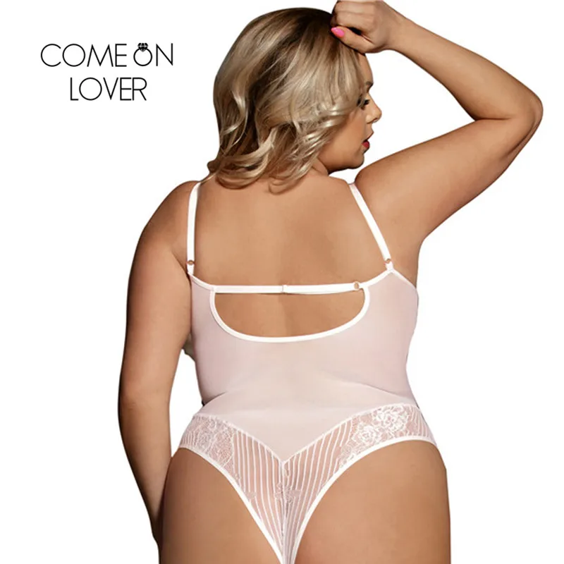 Comeonlover Glamour Underwire Hollywood Sheer Lace White Black Sexy Plus Size Rompers Bodysuite Sexy Women Bodysuit RI80536 Comeonlover Glamour Underwire Hollywood Sheer Lace White Black Sexy Plus Size Rompers Bodysuite Sexy Women Bodysuit RI80536