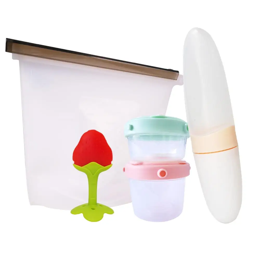 

Baby Food Dispenser Baby Bottle with Spoon Toddle Milk Powder Storage box Infant Teething Toy Teether Silicone food Storage Bag