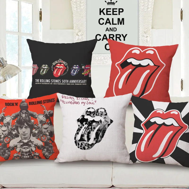 

ZXZXOON Lip Decorative throw pillow case cover Rolling Stones cotton linen square cushion cover for sofa home capa de almofada