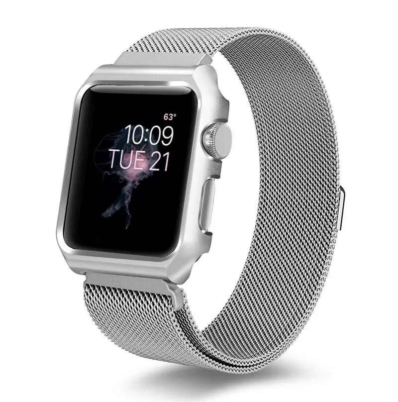 EIMO Milanese Loop ремешок+ чехол для Apple Watch ремешок 42 мм 44 мм iwatch ремешок 38 мм 40 мм браслет на запястье аксессуары для наручных часов