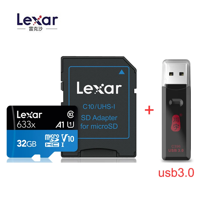 Lexar 633X 95 МБ/с. Micro sd карты 512 ГБ 1 ТБ 128g 256 ГБ устройство чтения карт памяти Uhs-1 для Dji Mavic Drone Gopro Dji спортивная видеокамера - Емкость: 633X 32GB-C396