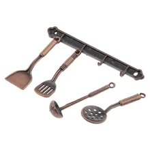 Горячая Распродажа 5 шт. 1:12 миниатюрные кухонные принадлежности из сплава аксессуары для кукольного дома бронза