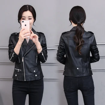 

Spring Pu Leather Jacket Women Office Lady Casaco Feminino Korean Jaqueta Feminina Chaquetas Mujer Coat Women Windbreaker