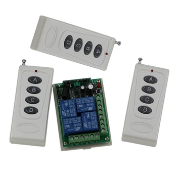 

Hot Sale DC24V 4 CH RF Wireless Transmitter Receiver Remote Control Switch Relay 315MHz/433.92Mhz Free Shipping