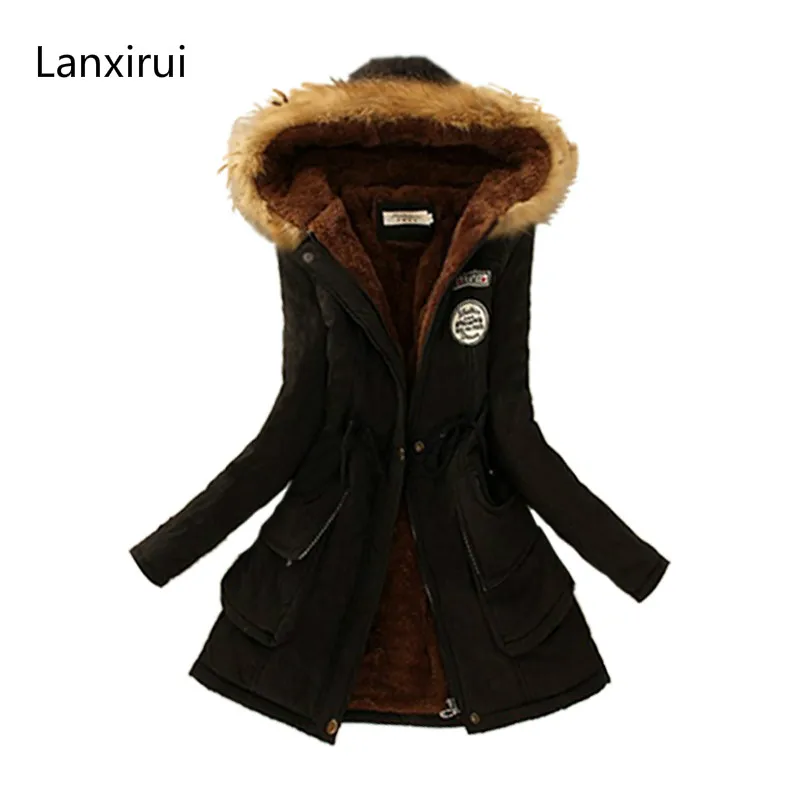 

Winter Women Coat 2018 Women 'S Parka Casual Outwear Military Hooded Fur Coat Down Jackets Winter Coat For Female Cc001