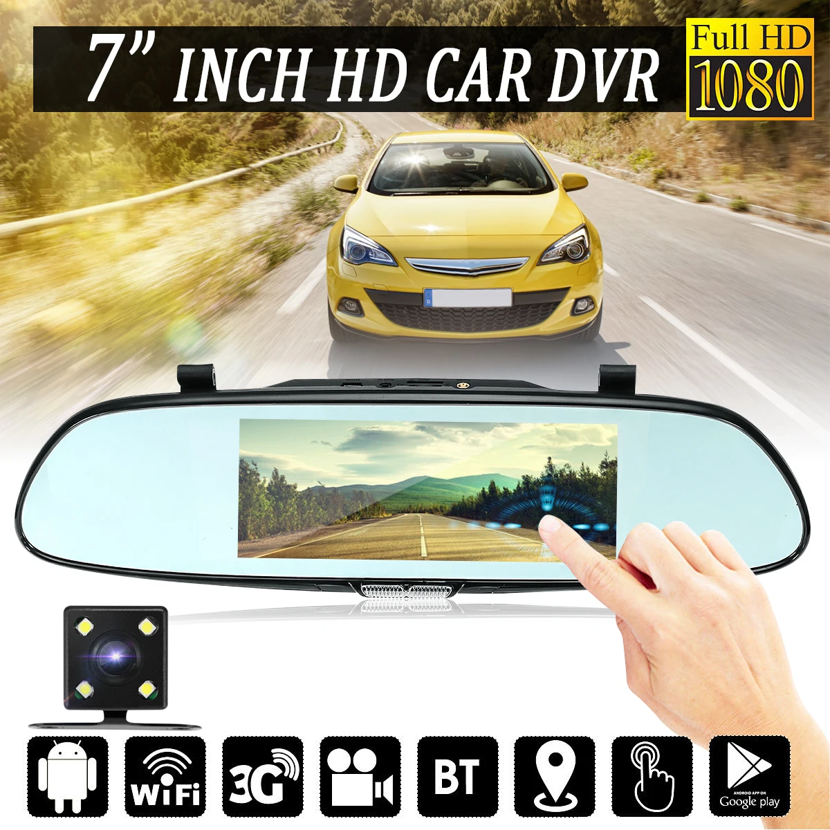 

3G Car DVR Camera Dual Lens 7" TFT LCD Remote Monitor Android 5.0 WIFI Dashcam GPS Car DVR Rearview Mirror Video Recorder