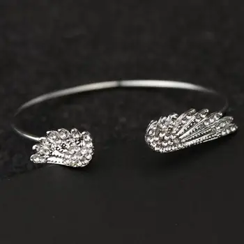 Korean Fashion Jewelry Angel Wing Rhinestones Bracelet Personality Alloy Open Wings Bracelet Feather Bracelet Bracelets &bangles 1
