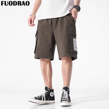 FUODRAO Японии Стиль Cargo Short Jogger Для мужчин карманов летние шорты Для мужчин хип-хоп Уличная Свободные повседневные короткие брюки Мужской D068