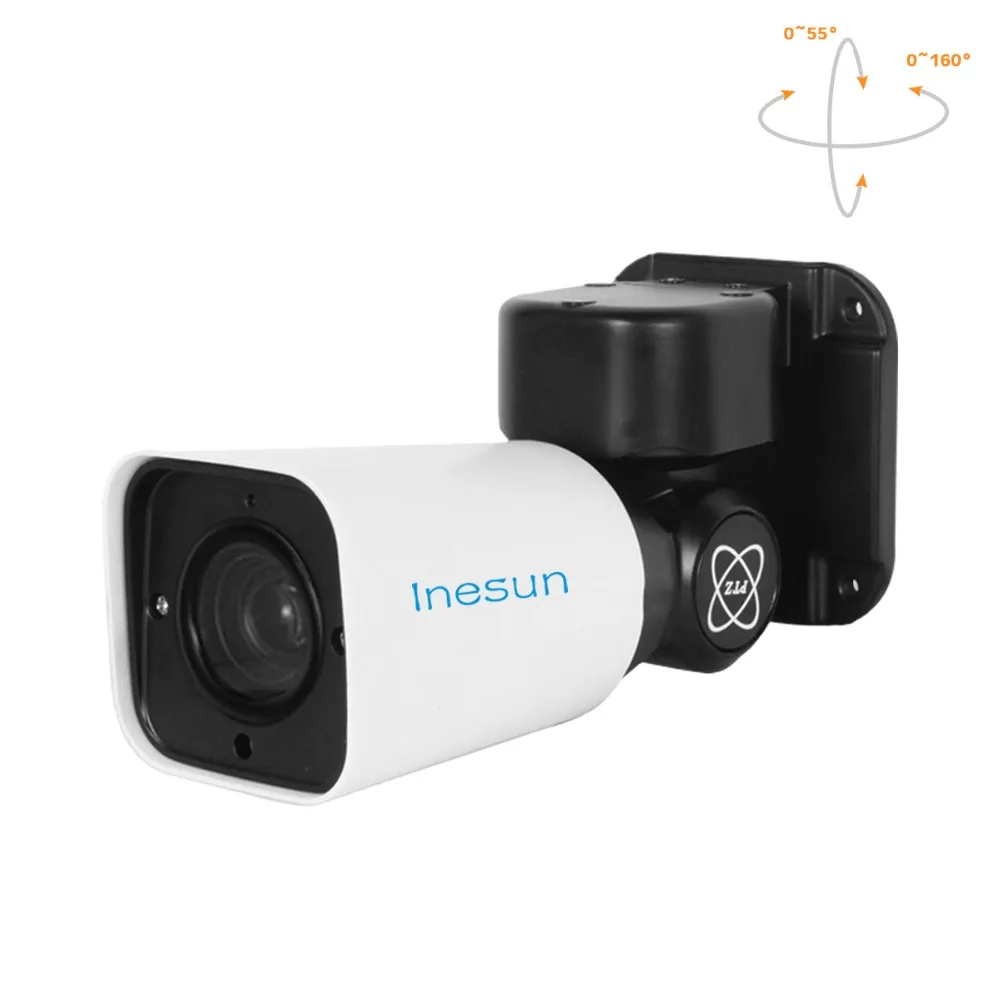 Inesun Mini POE PTZ IP Camera Outdoor 5MP Super HD 2592x1944 4X Optical Zoom PTZ Camera IP66 Waterproof 120ft IR Night Vision