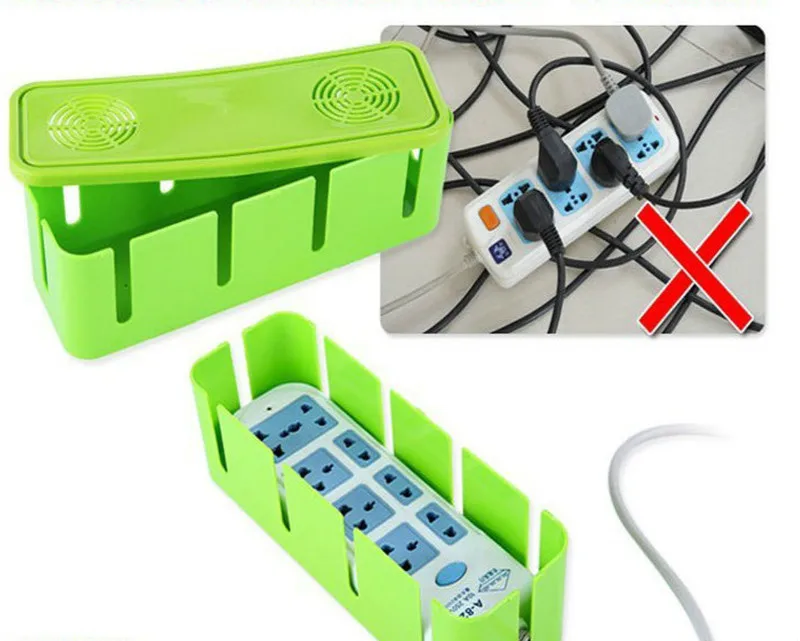 

Home Office Power Cord Socket Received Case Cable Manager Organizer Heat Release Hole Box Dustproof Safety Clean Tidy