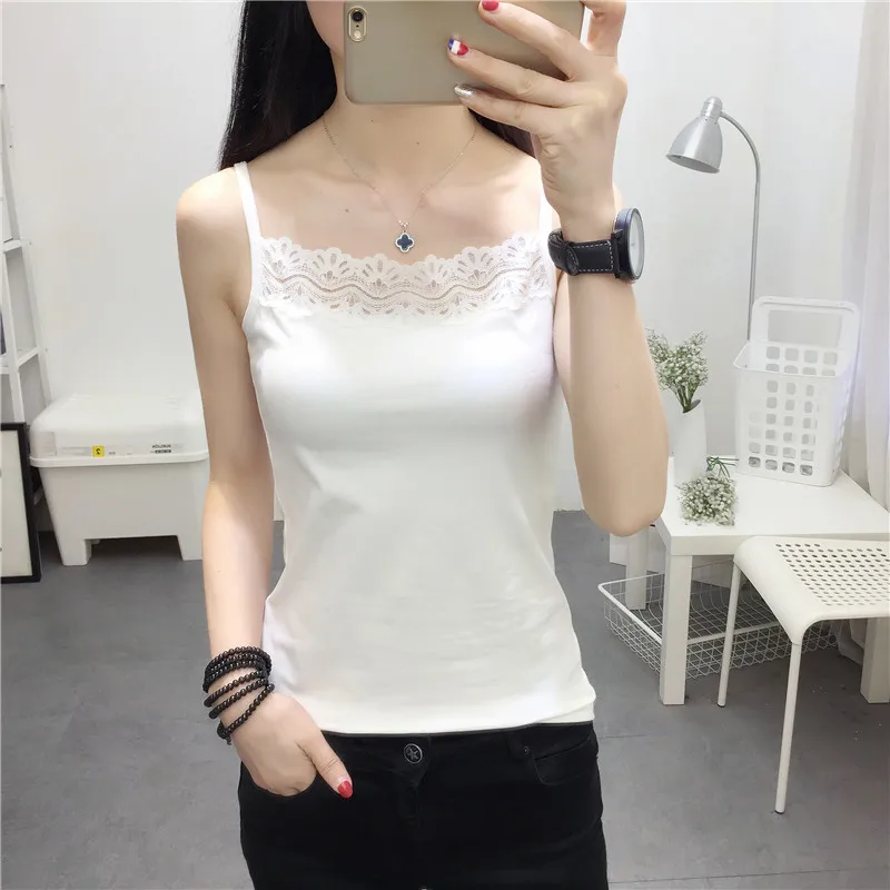 

2019 summer new women's lace night sexy casual sling female home vacation sleeveless vest women's outer wear shirt