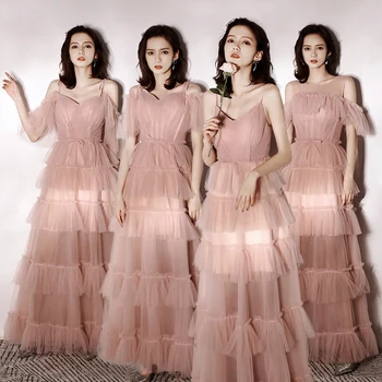 

2019 New Long Evening Dress Sexy V-neck Floor-length Tulle Prom Party Gown Robe De Soiree Formal Dresses LF442