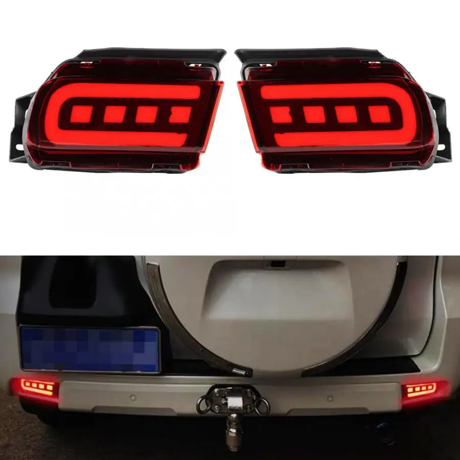 

2pcs Car Rear Bumper Tail Light LED DRL Driving Brake Lamp Red Fit for Toyota Prado 150 2010-2018