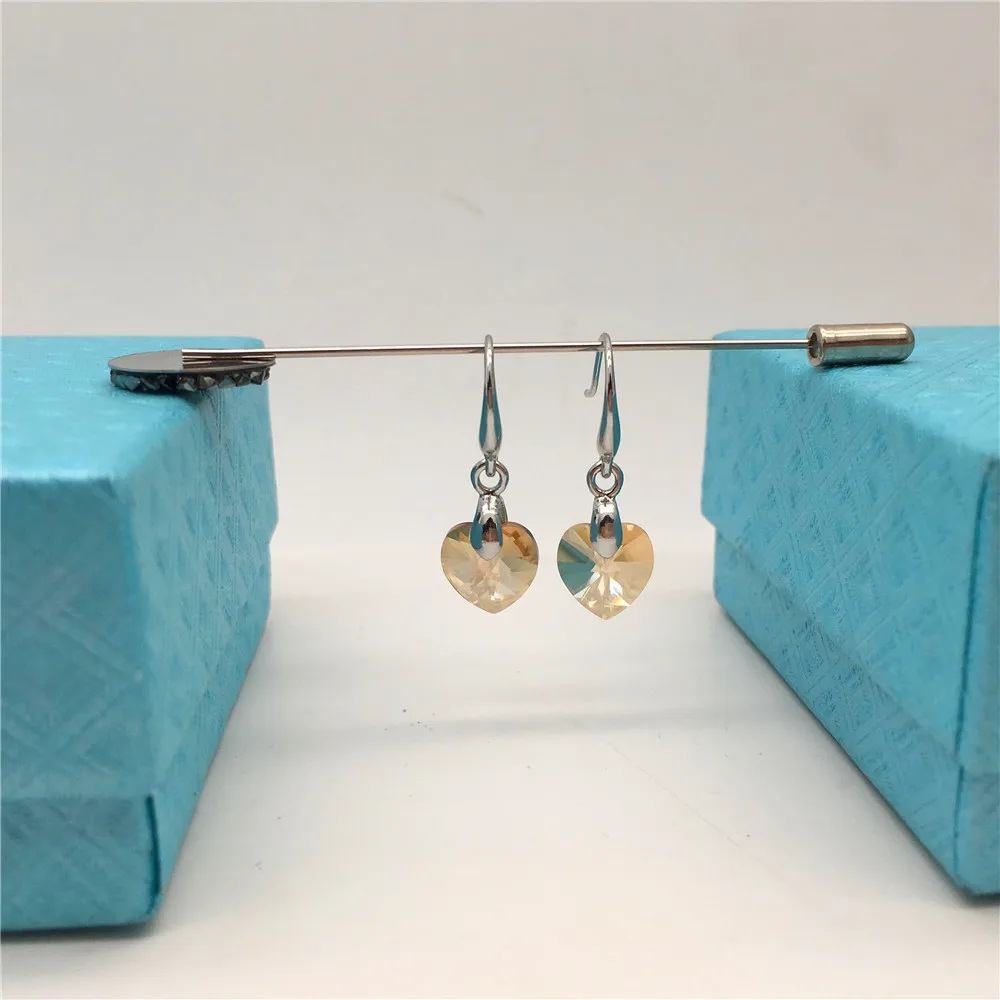 Swarovski crystal heart earrings-GSHA