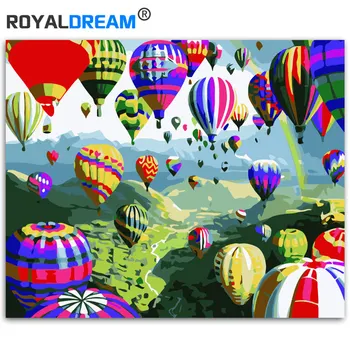 

ROYALDREAM Colored Hydrogen Balloon DIY Painting By Numbers Kits Coloring Paint By Numbers Modern Wall Art Picture Gift