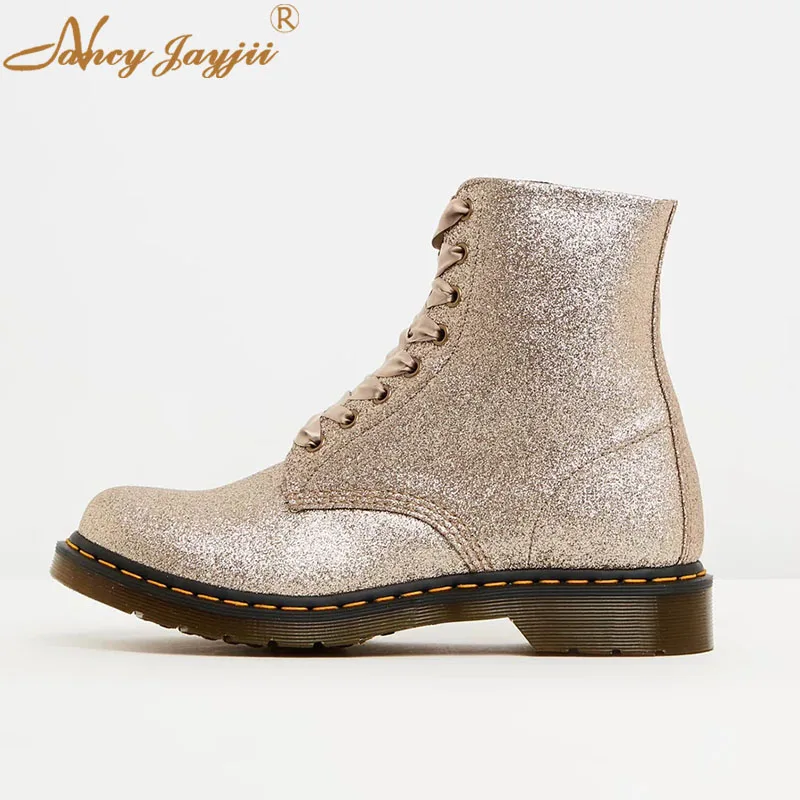 

Sequined Cloth Women Adult Lady Boots Cross-tied White Solid Ankle Round Toe High Square heels Mature Concise Nancyjayjii 2019
