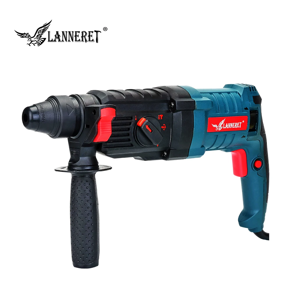 

LANNERET 800W 26mm Electric Rotary Hammer Drill 5pcs Accessories 4-Function Adjustable Handle BMC Impact Drill Power Drill