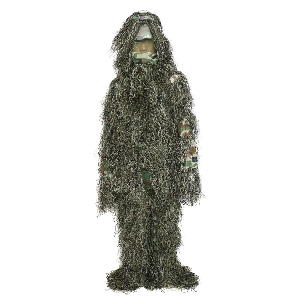 Hot 5 pieces New Ghillie Suit Camo Woodland Camouflage Forest Hunting 3D on Aliexpress.com 