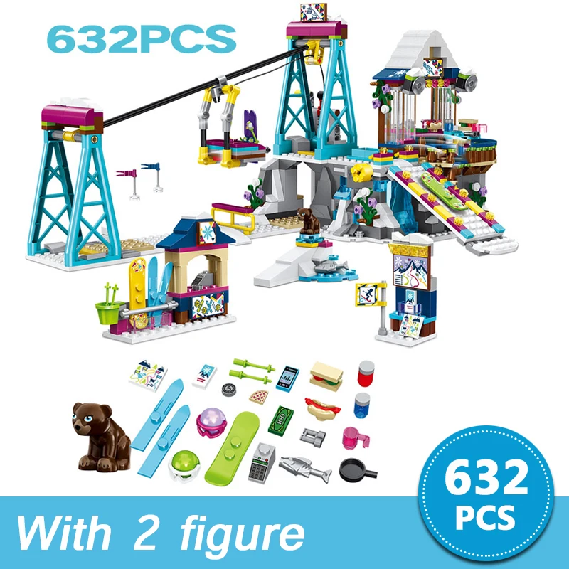 

Winter Sports Snow Resort Ski Lift Fit Building Blocks Compatible Major Brands Friends Bricks Princess Figures Toys for Children
