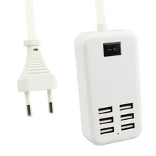 Hunocn 5V 6A 30W 6-Ports USB Desktop Charger Universal Travel Wall Charger Adapter for Smartphone Tablet carregador