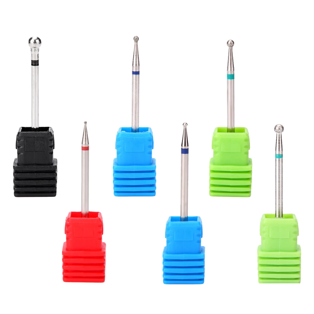 2.35mm Ball Head Nail Drill Bit Polishing Barrel Head Nail Files Bits For Nail Art Manicure Machine Accessories 6Pcs